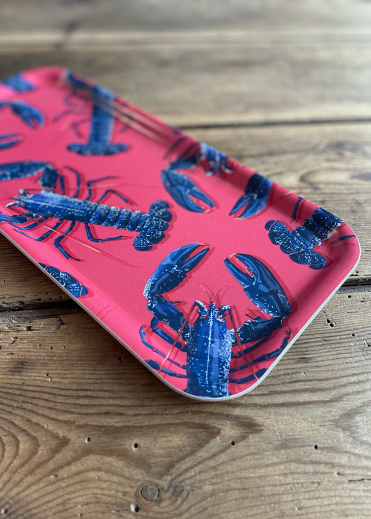 Plateau allongé "Homards (rose)"