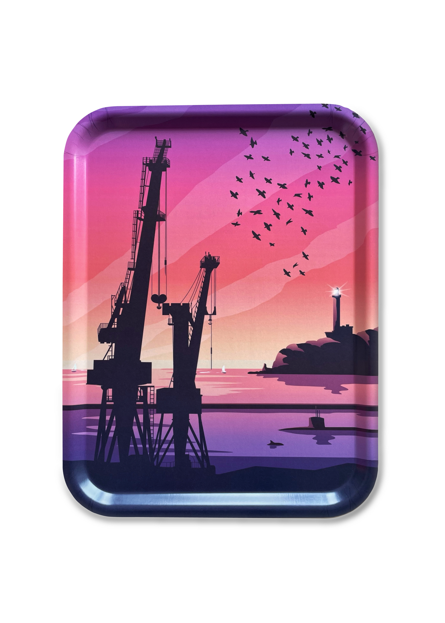 Plateau rectangulaire "Brest (Grues)"