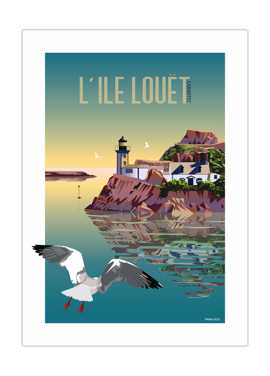 Affiche "Carantec - L'Île Louët"