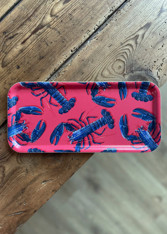 Plateau allongé "Homards (rose)"